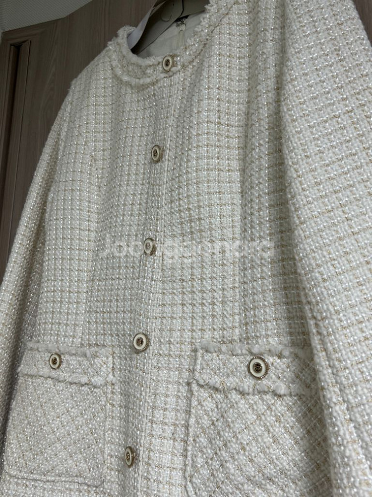 버튼 포인트 트위드 원피스 아이보리 RMOWC11R98--7