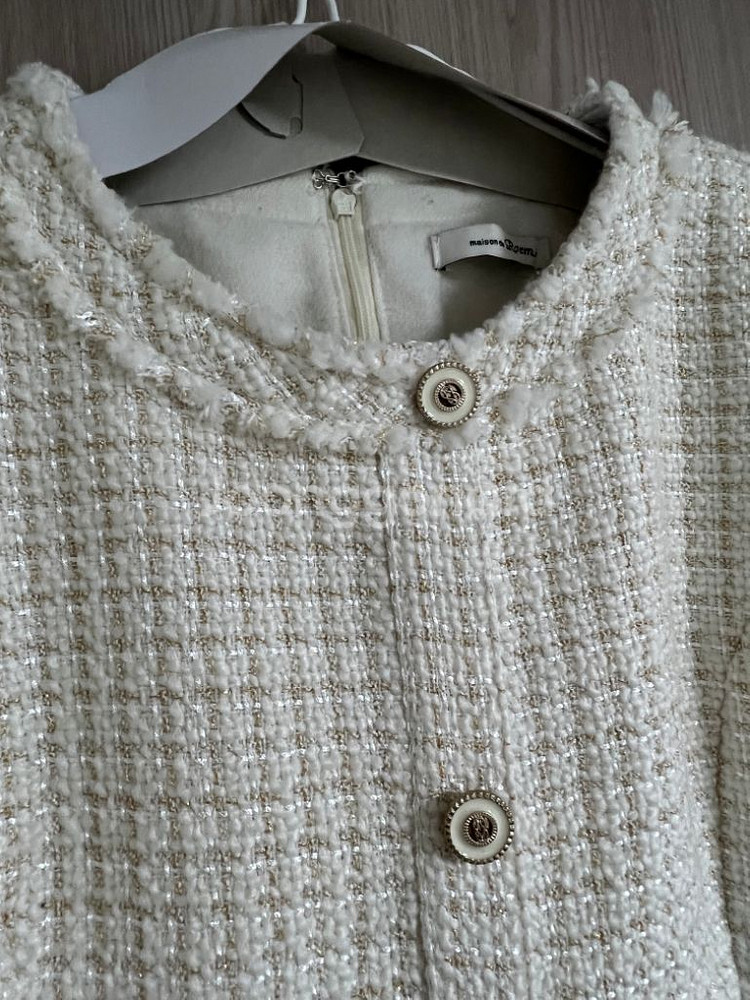 버튼 포인트 트위드 원피스 아이보리 RMOWC11R98--8