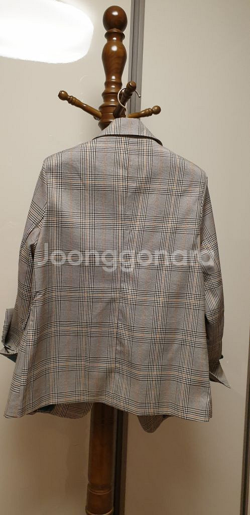 A급 여성 간절기 체크 블레이저 자켓 루즈핏--6