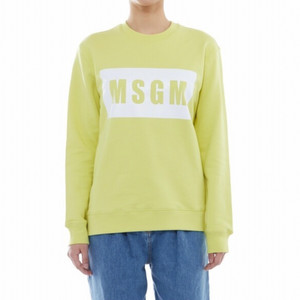 MSGM 여성 스퀘어 로고 박스 스웻 맨투맨 티셔츠