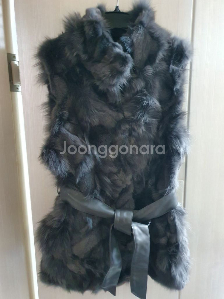 메종블랑쉬 폭스 100% 조끼 55 새상품 여우털 모피--3