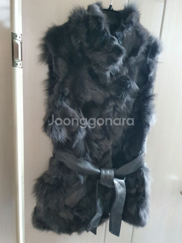 메종블랑쉬 폭스 100% 조끼 55 새상품 여우털 모피--4