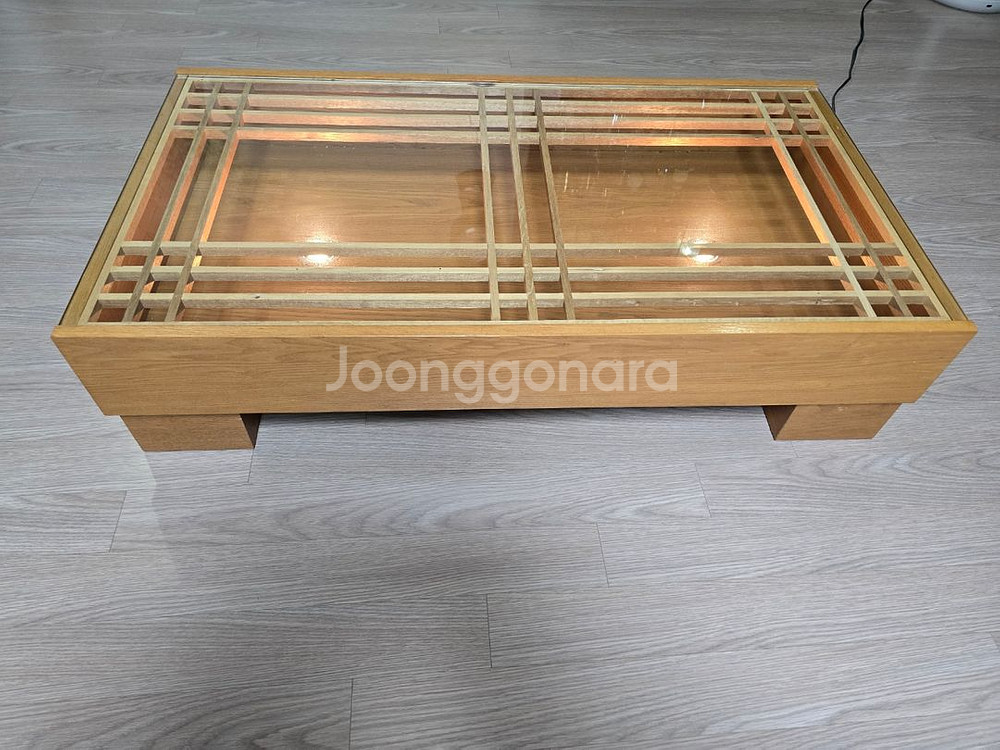 한옥 문살무늬 할로겐형 탁자--1