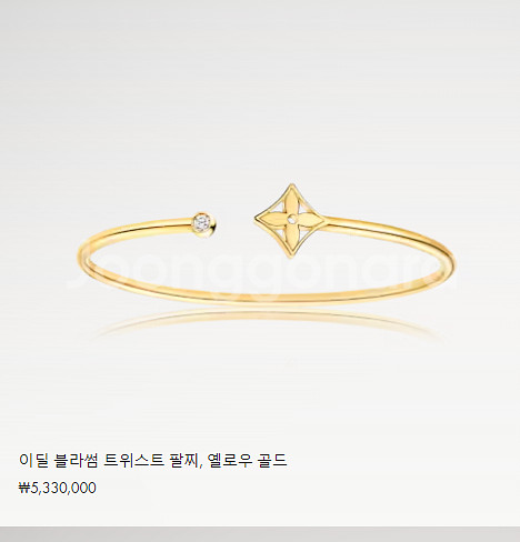 루이비통 18k 골드 이딜 블라썸 트위스트 팔찌--4
