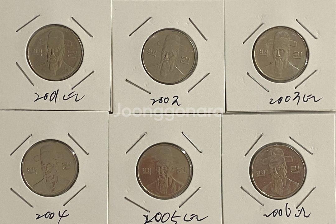 100원동전줄세우기(미사용급) 70년ㅡ24년까지--6