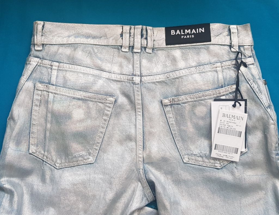 발망 라미네이트 코팅 바이커진 데님팬츠 청바지 이미지