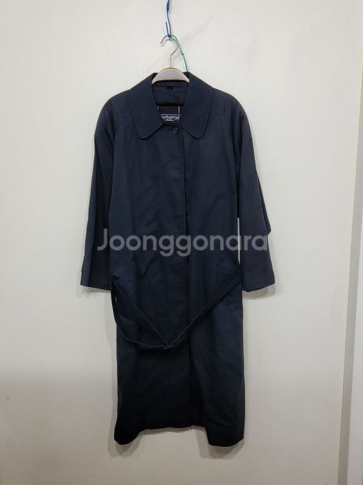 (XL) 버버리 트렌치코트 네이비 싱글 롱코트 벨트--0