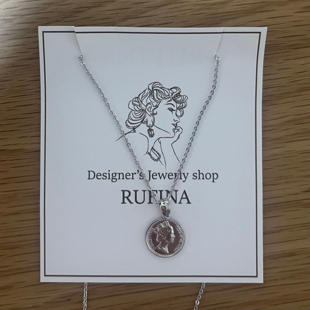 14k 화이트골드 코인 펜던트 목걸이 중량 2.56g