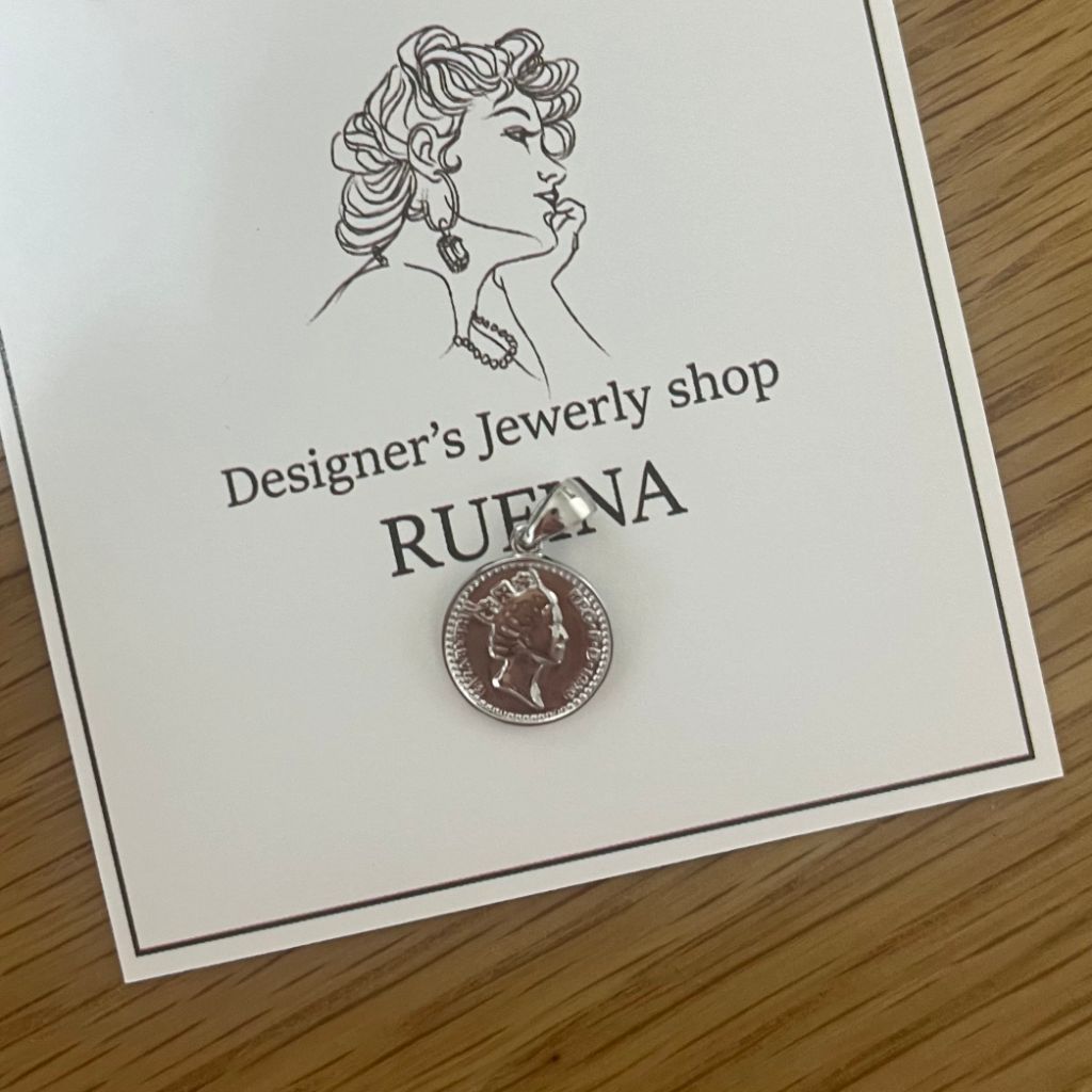 14k 화이트골드 코인 펜던트 목걸이 중량 2.56g