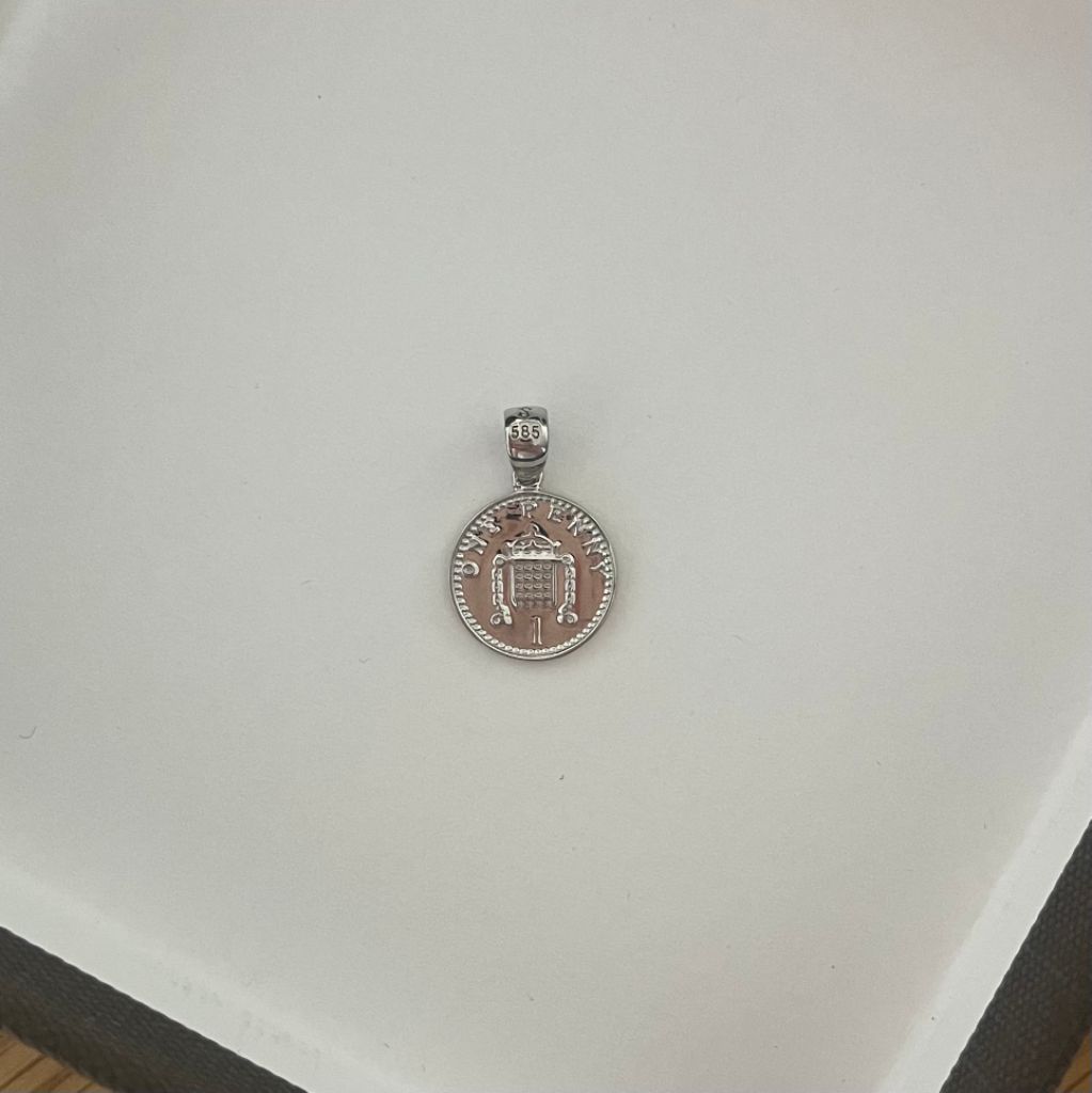 14k 화이트골드 코인 펜던트 목걸이 중량 2.56g