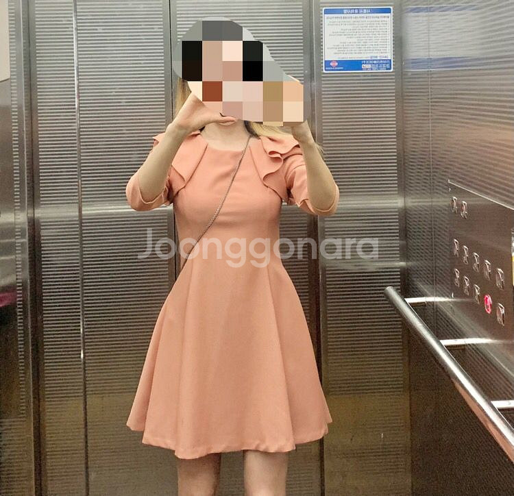 s사이즈ㅡ프릴 장식 플레어 원피스 /8부소매/새거수준--0