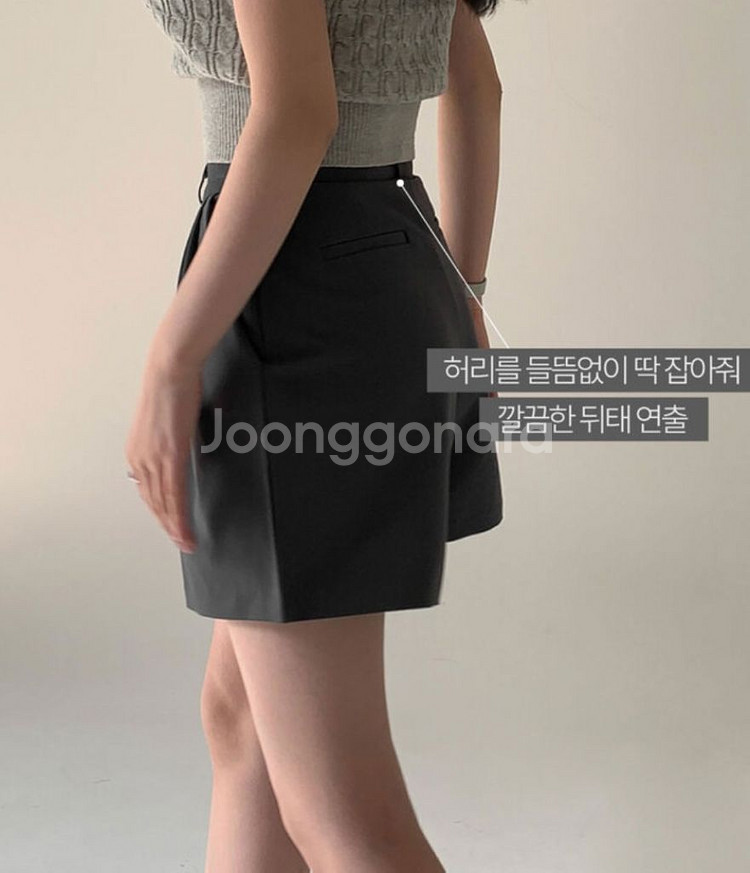 여성 버뮤다 슬랙스 숏팬츠 반바지 차콜--8