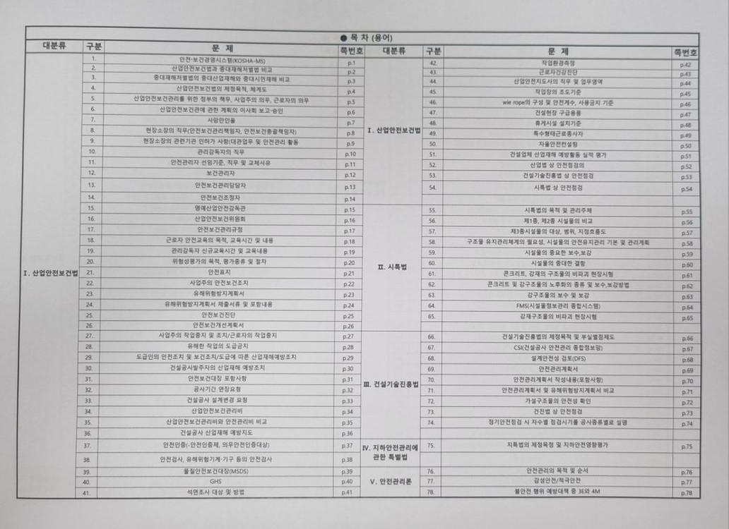 건설안전기술사 서브노트(용어,서술)팝니다 이미지