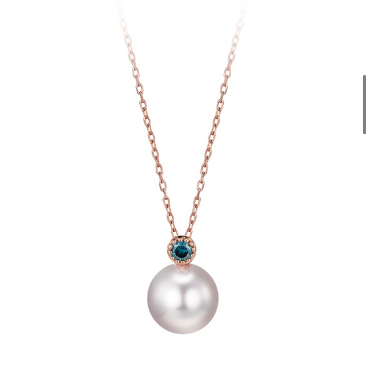 로제도르 블루다이아 아코야진주 7mm 목걸이 14k--1