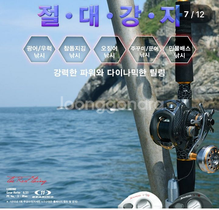 쭈꾸미,갑오징어 루어낚시대+11볼베이트릴+합사--5