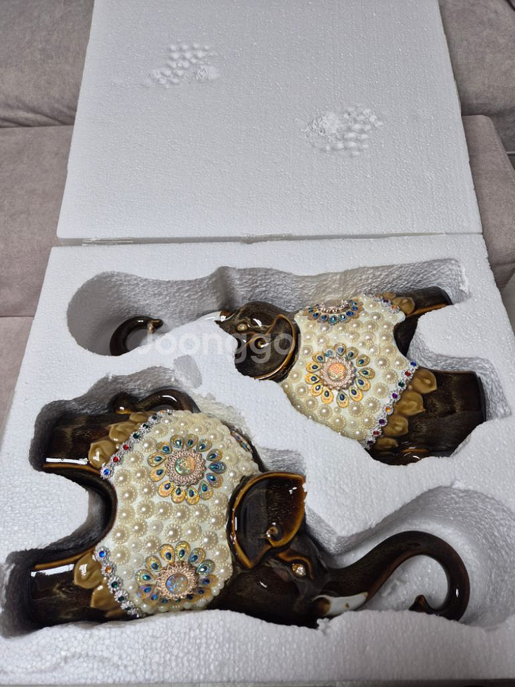 하트진주 코끼리 한쌍--3