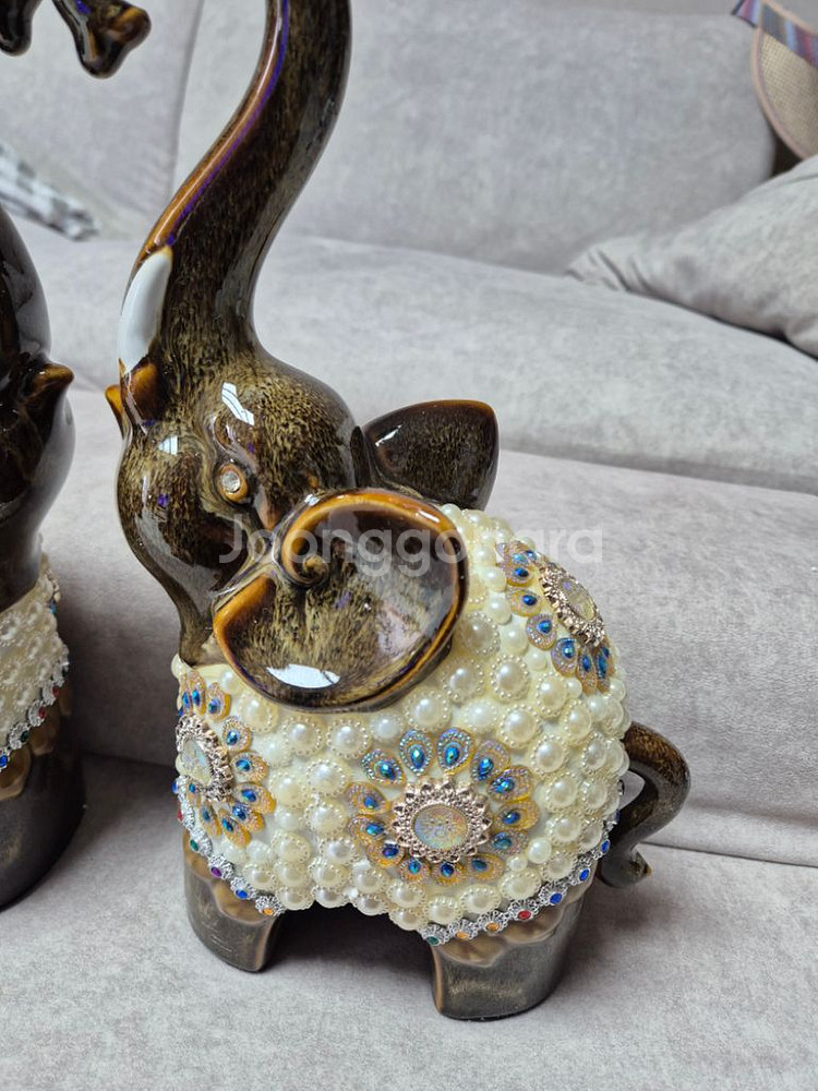 하트진주 코끼리 한쌍--2