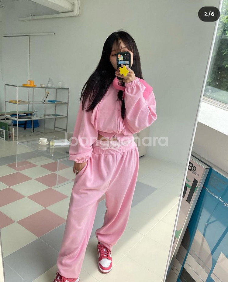 로맨틱빌리지 크롭후드 핑크,네이비--1