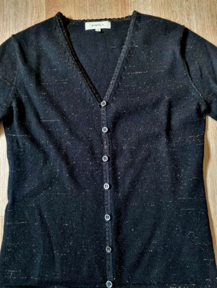 (새상품)여성 금색 반짝이 가디건 S사이즈(모 85%) 이미지