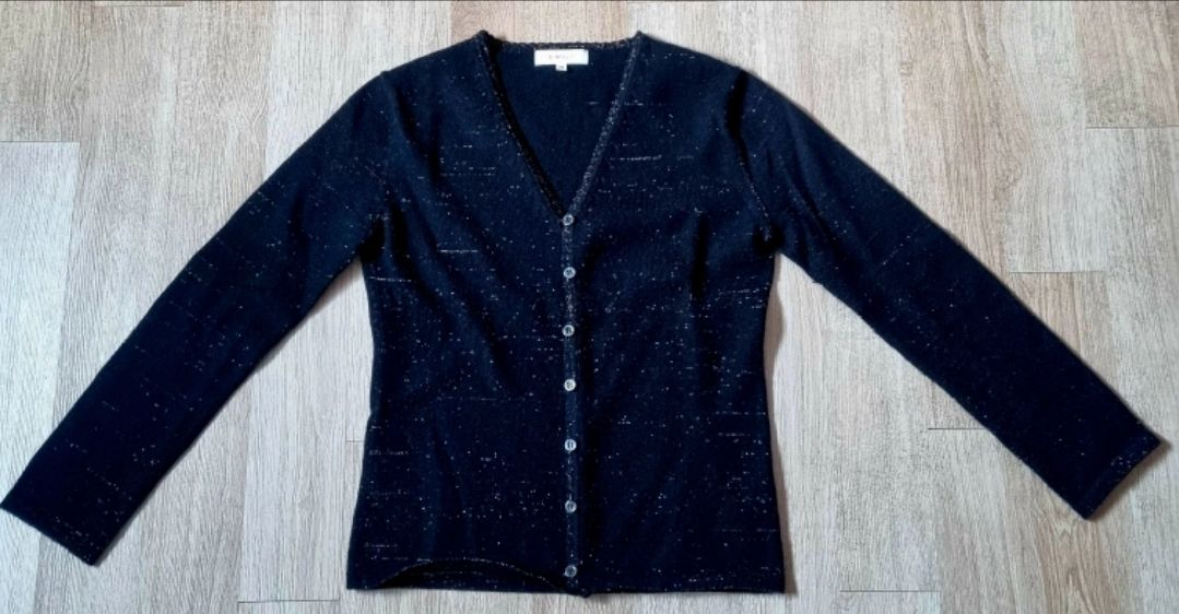 (새상품)여성 금색 반짝이 가디건 S사이즈(모 85%) 이미지