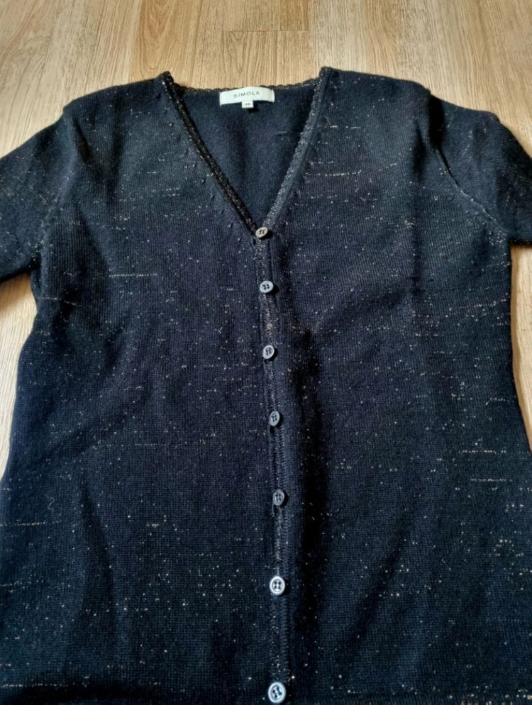 (새상품)여성 금색 반짝이 가디건 S사이즈(모 85%) 이미지