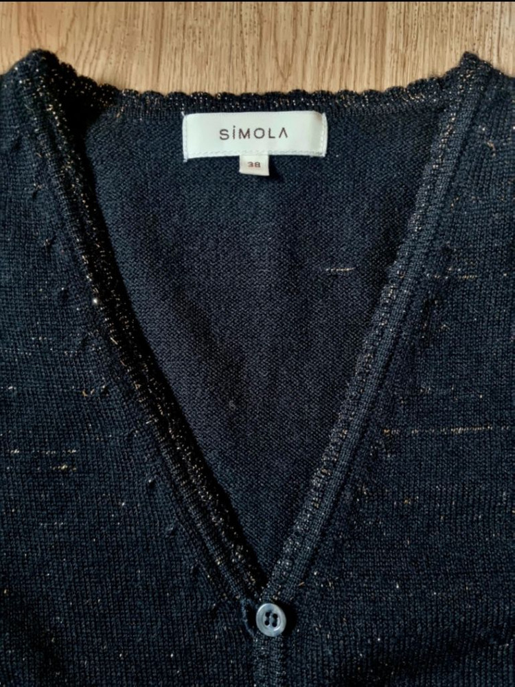 (새상품)여성 금색 반짝이 가디건 S사이즈(모 85%) 이미지