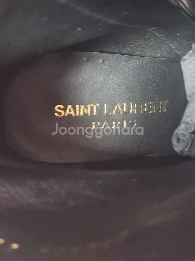 정품)급처새상품!풀구성 생로랑 블랙가죽오피움85앵클부츠--5