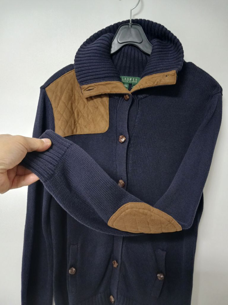 여성 랄프로렌 면집업 가디건 (네이비.95)--4