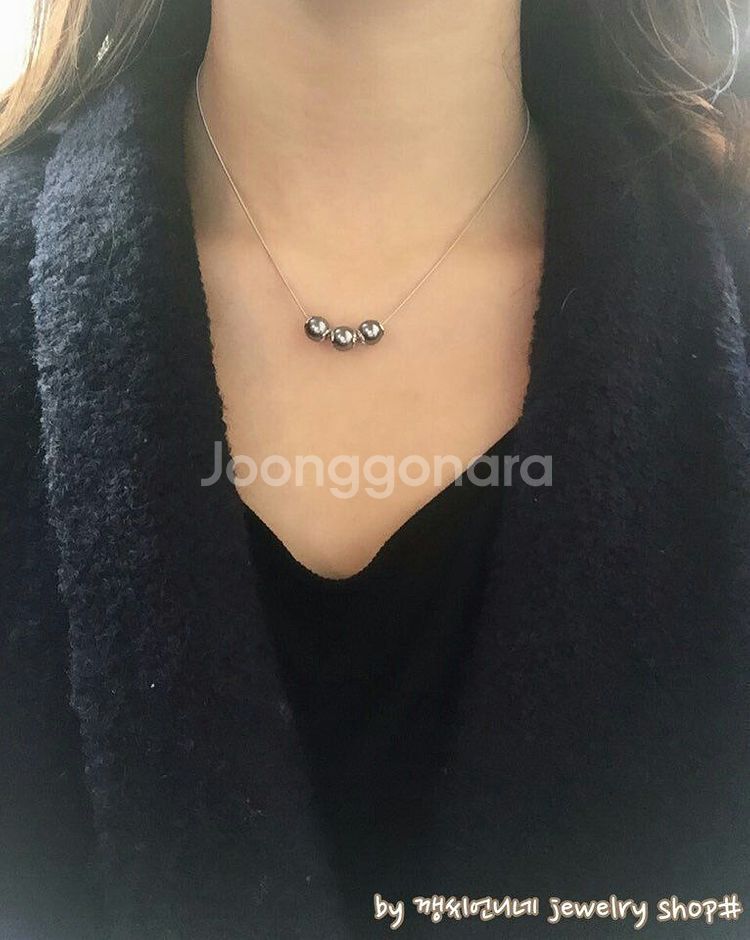 [새상품925실버 흑진주 실버 목걸이--1