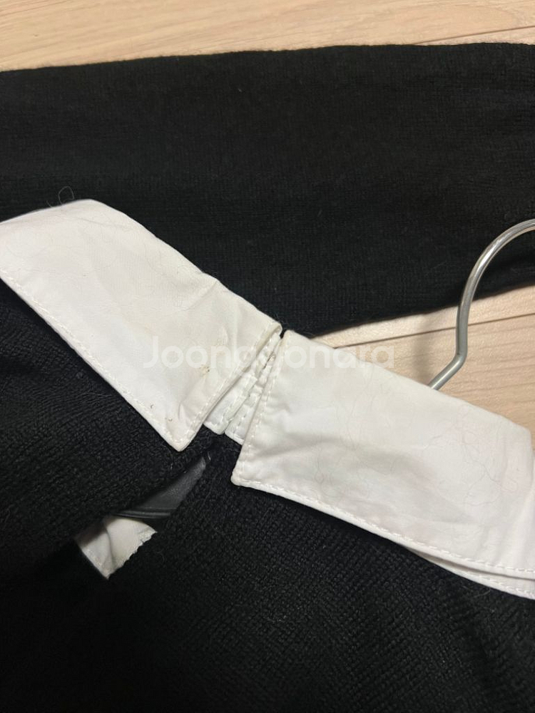 클럽모나코 카라 배색 니트 원피스 울100% 프레피룩--8
