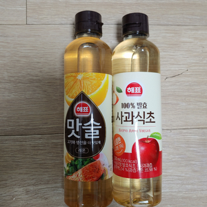 (새상품) 해표 맛술. 사과식초 500ml 2개