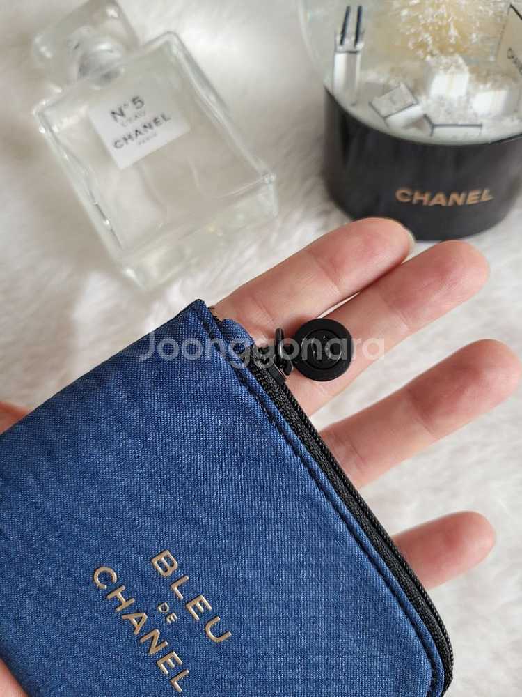 샤넬 정품 청재질 납작 지갑 (새상품)--5