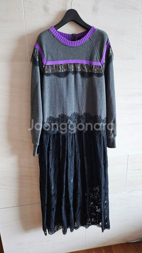 (정품) 오즈세컨 레이스 배색 롱원핏--5