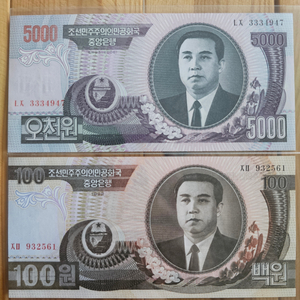 윗동네 100원,5000원 지폐