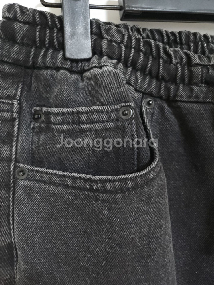 46 준지 흑청 벨크로 지퍼 조거 팬츠 바지--2