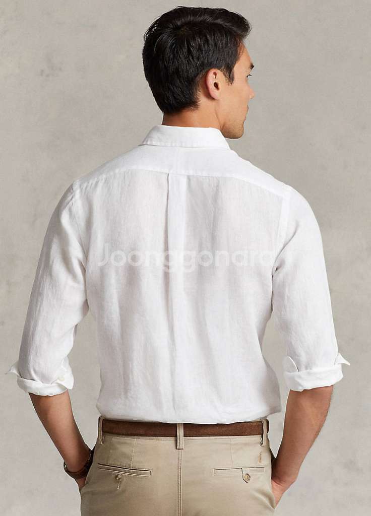 [XXL] 폴로 랄프 로렌 커스텀핏 리넨 셔츠 화이트--3