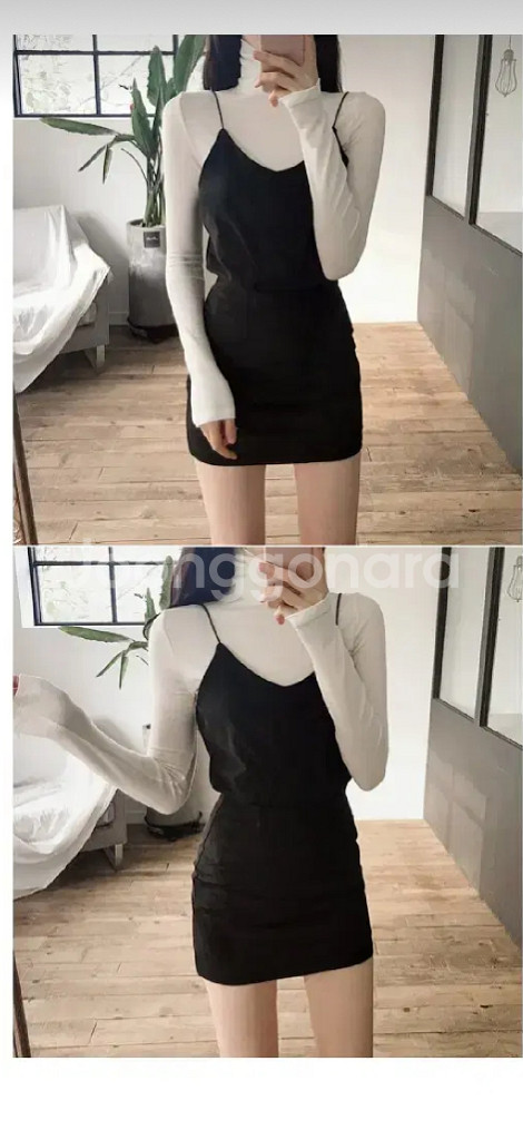 프롬데이원 스웨이드 투피스 뷔스티에 블랙투피스 검정치마--6