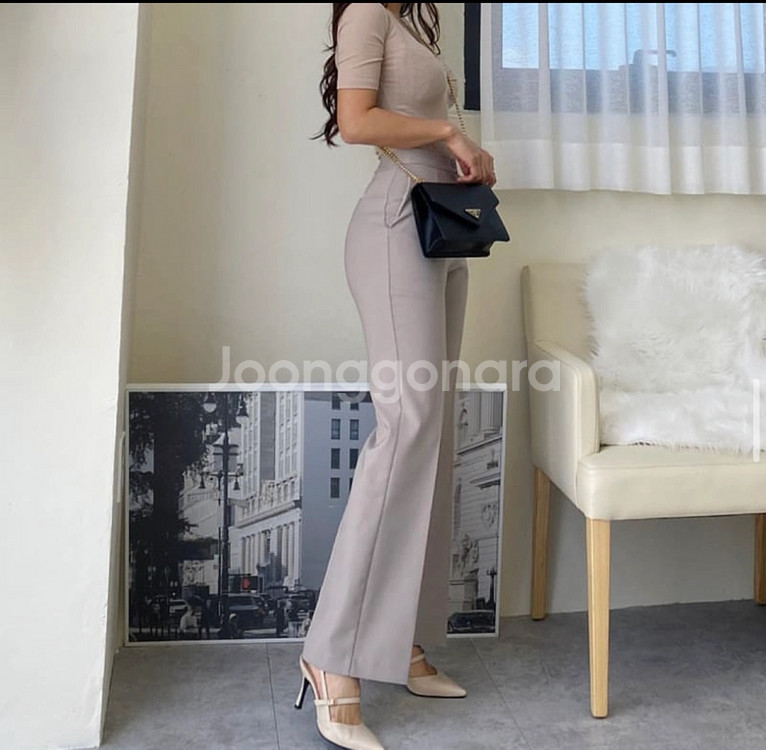 허얇엉큰 세미부츠컷 슬렉스 블랙--3