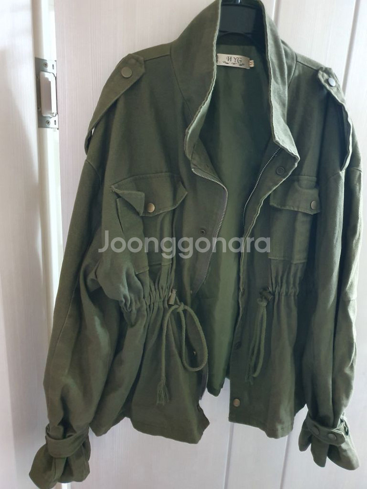하자 카키 야상 자켓 FREE 사파리 점퍼 소매 허리--2