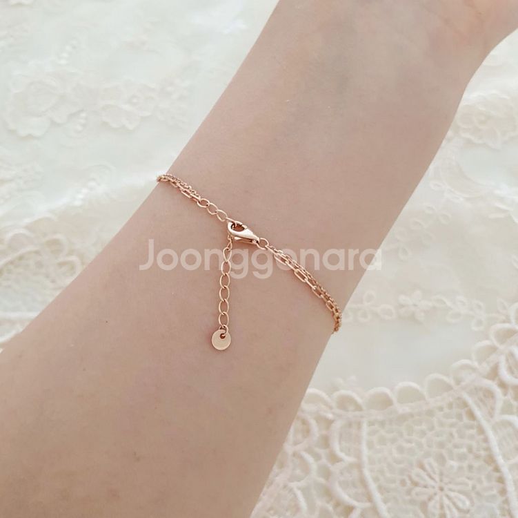 14k 핑크골드 2줄 큐빅팔찌 (새제품)--5