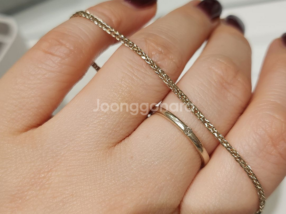 슬림팔찌 14k 무도금화이트--3