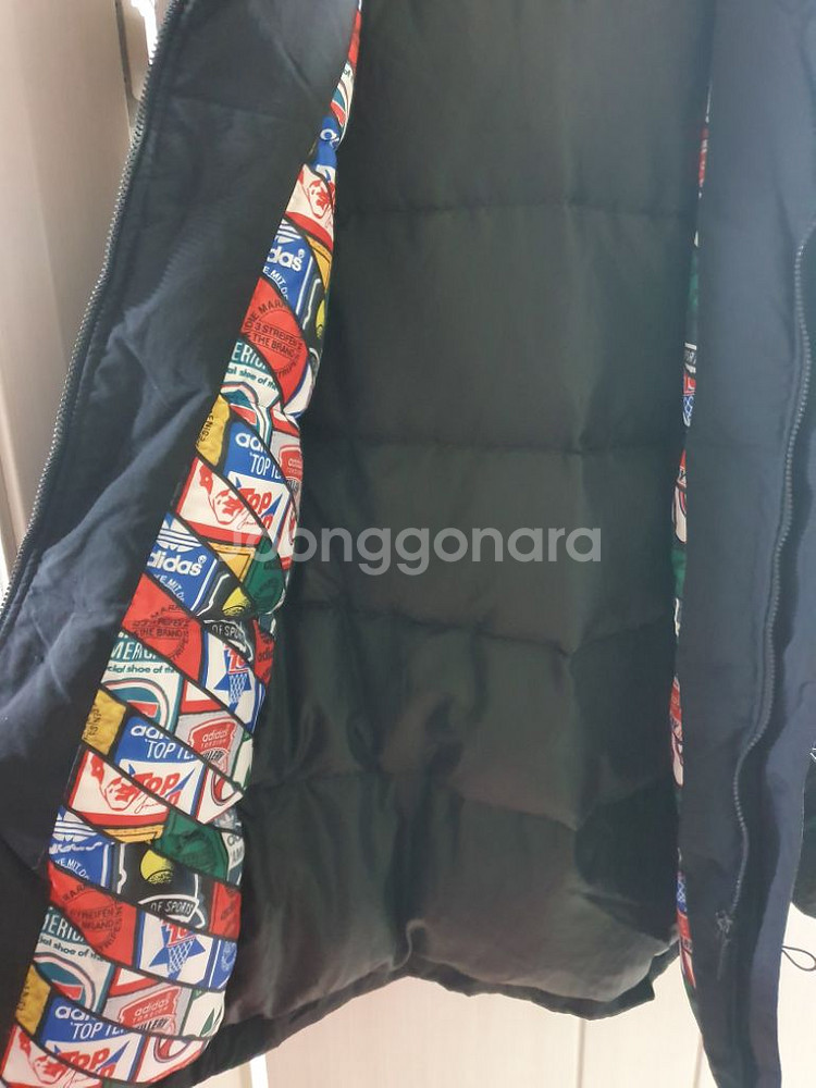 아디다스 뱃지 덕다운 롱패딩 85. 블랙 오리털 점퍼--2