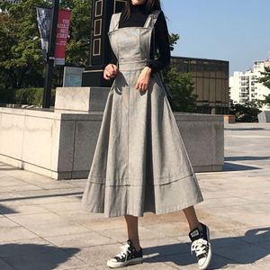 체크 멜빵 원피스 고퀄리티 멜빵 롱원피스