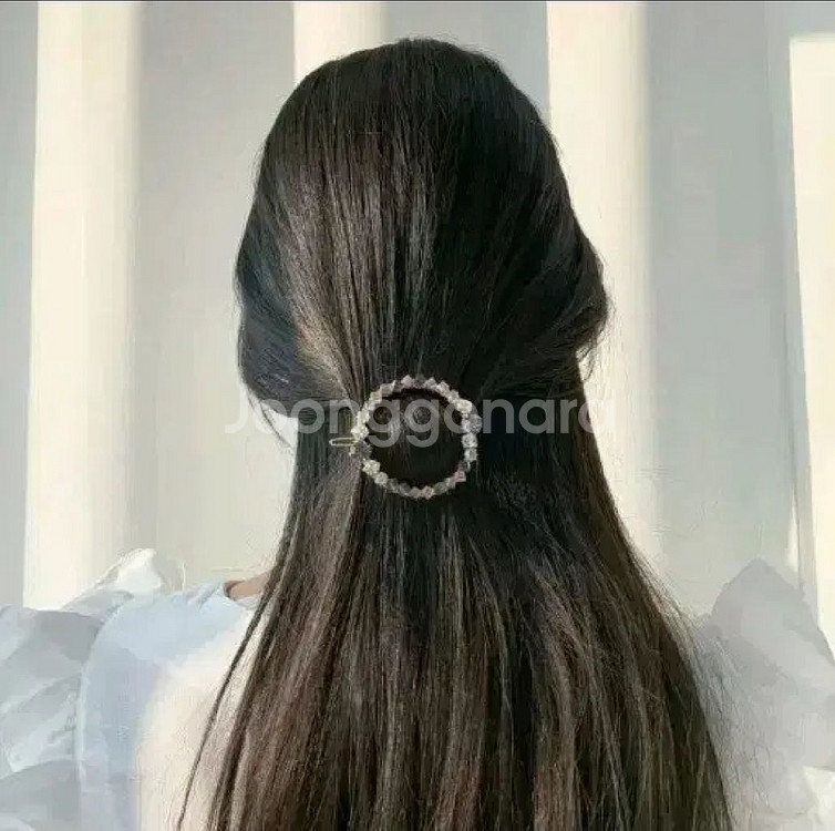 연보라 비즈 헤어핀--1
