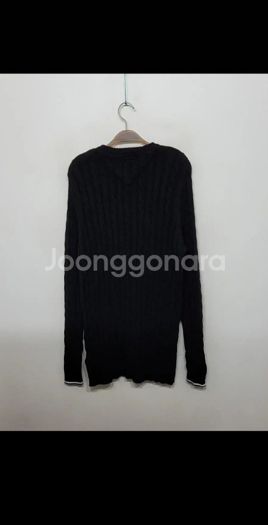 (XL) 타미힐피거 꽈배기 롱니트 블랙 케이블 스웨터--5