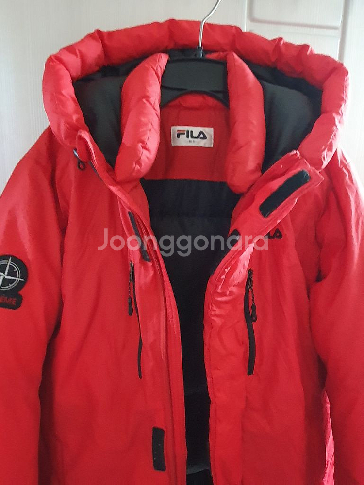 휠라 덕다운 패딩 165 레드 오리털 점퍼 자켓--1