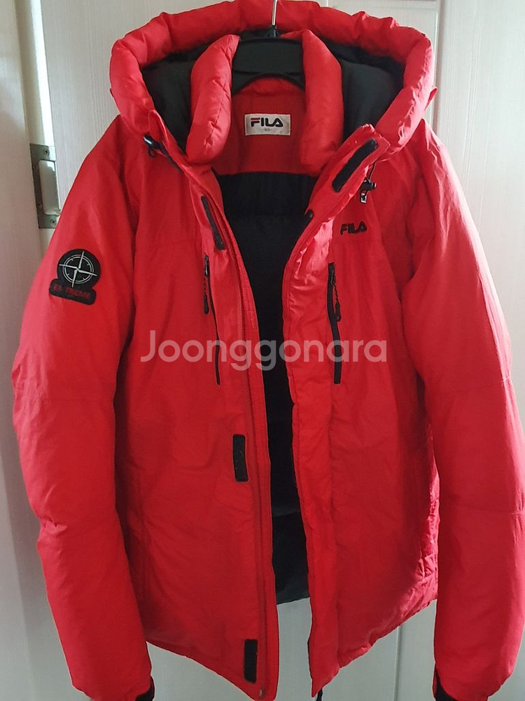 휠라 덕다운 패딩 165 레드 오리털 점퍼 자켓--2