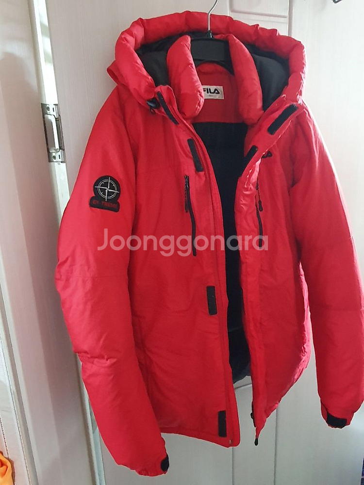 휠라 덕다운 패딩 165 레드 오리털 점퍼 자켓--3