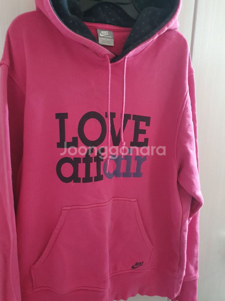 나이키 후드티 L 핑크 러브 love 모자티 쮸리 후디--2