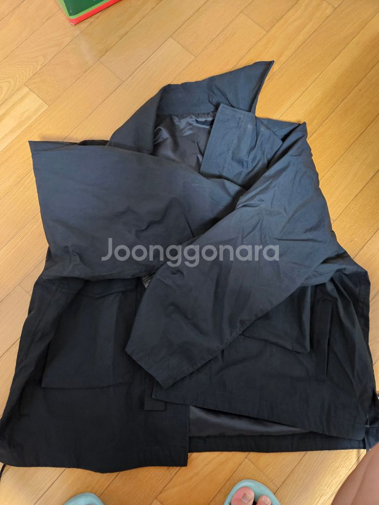 일꼬르소블랙 오버핏 투 톤 크롭 야상--1
